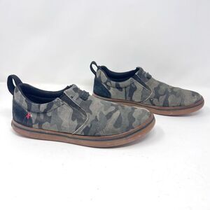 Xtratuf Sharkbyte Camo Canvas and Black Suede Explorer Grade Slip-On Sneakers 8